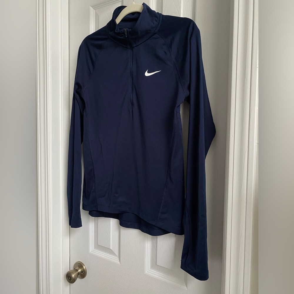 Nike Dri-Fit Quarter Zip Running Jacket w/ Thumb Holes - Navy - Picture 3 of 10